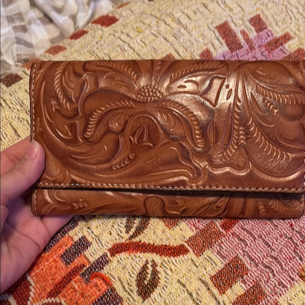 Patricia Nash Brown Embossed Clutch
